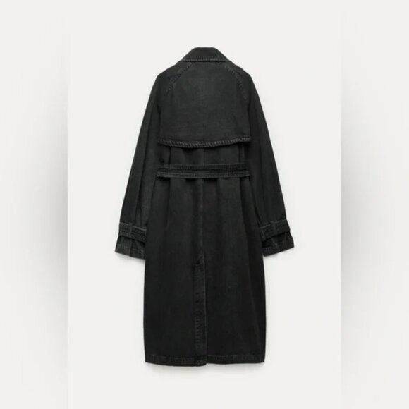 Zara ZW Collection Denim Trench Coat S - Picture 9 of 9